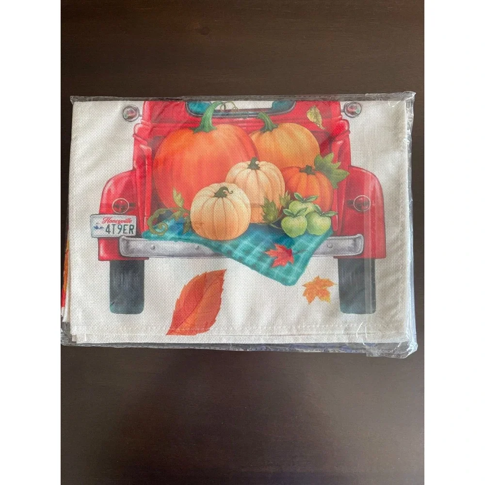 1pc Autumn Truck Full Of Pumpkins Fall Table Runner 72 Inches Long Burlap